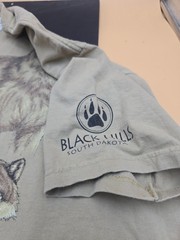VTG 90s Wolf Graphic Print Sansegal Black Hills South Dakota T Shirt XL USA