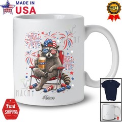 Custom Name Raccoon Drinking Beer; 250th 4th Of July 1776-2026 Patriotic T-Shirt