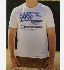 GALT MEN’S “Worn Flag” Patriotic USA Graphic Tee T-Shirt (White, MEDIUM)NWT