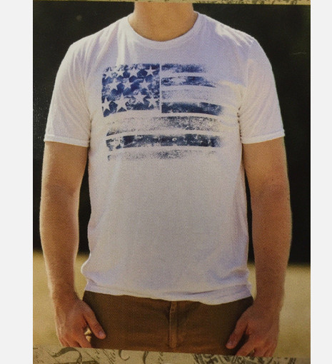 GALT MEN’S “Worn Flag” Patriotic USA Graphic Tee T-Shirt (White, MEDIUM)NWT