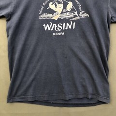 Kenya Africa T-Shirt Vintage Wasini Mens Medium Blue Texprint Short Sleeve Tee