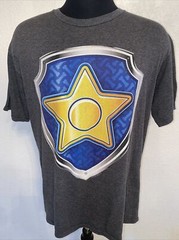 Paw Patrol Chase Badge T-Shirt XL Gray Nickelodeon Cartoon Dogs Puppy