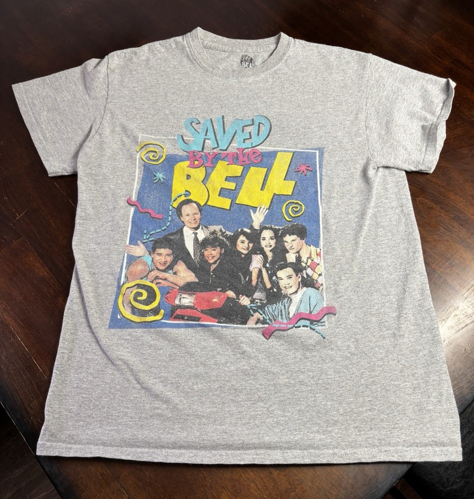 Men’s Saved by the Bell Short Sleeve Tee Shirt Size Size Medium Gray