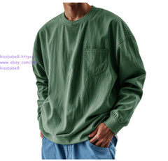 New Mens Long Sleeve T-Shirts Casual Crewneck Shirt Lightweight Pullover Tops