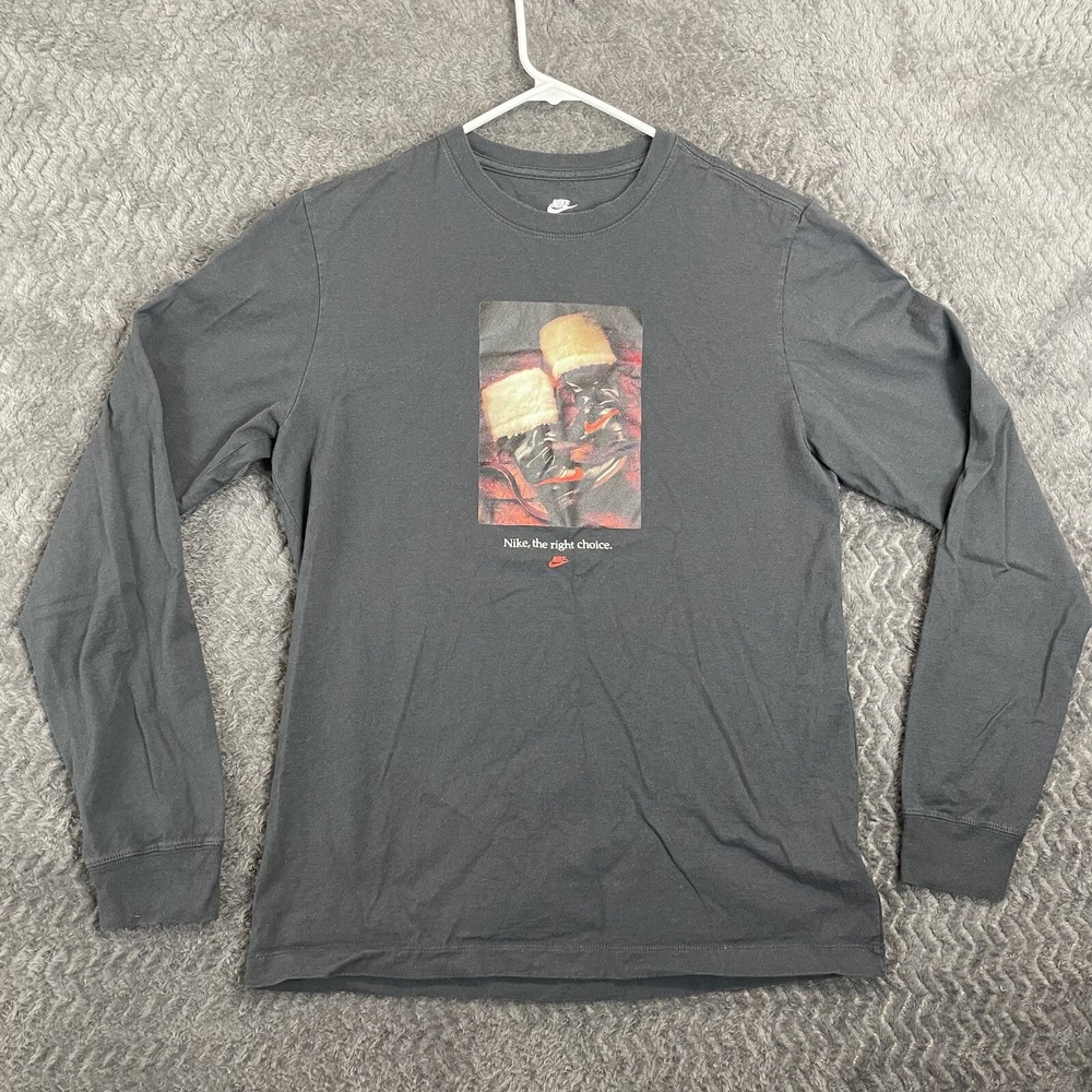 Nike Shirt Mens Medium Black The Right Choice Santa Claus Boots Long Sleeve