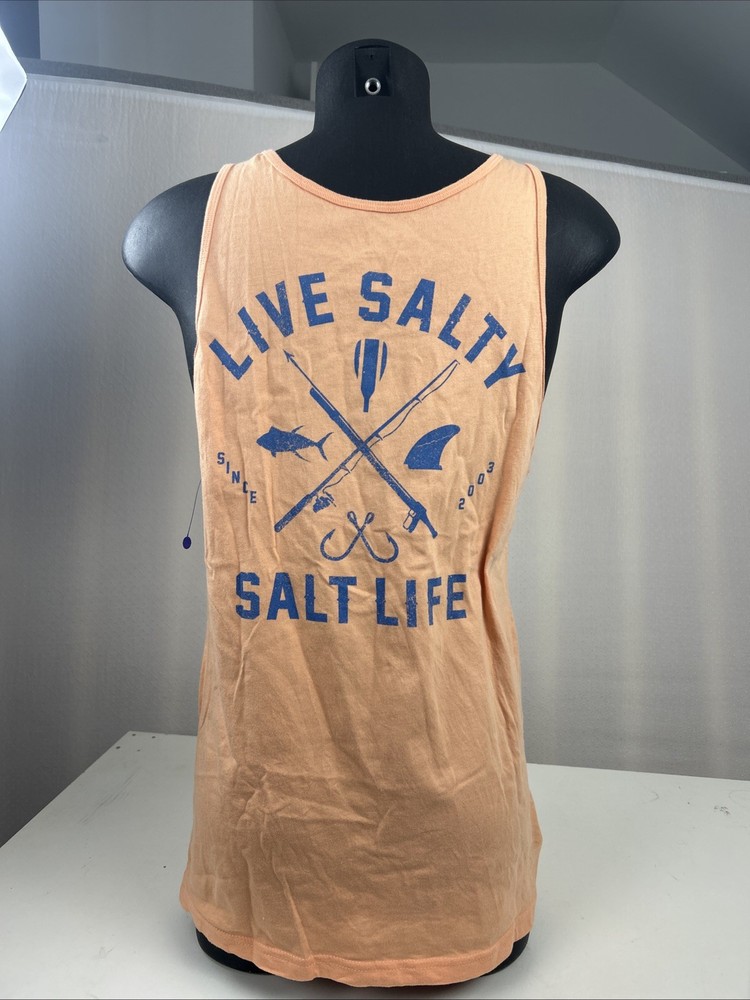 Salt Life Sea Craft Tank Orange L Live Salty Saltlife Unisex Tank Small