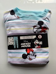 Disney Mickey Mouse Kids Family Sleep 2-Piece Pajama Set Size 6 Striped NWT