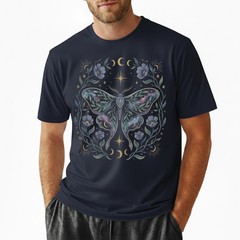Galaxy Moth T-Shirt Celestial Moon Phase Floral Witchy Mystical Nature Gift