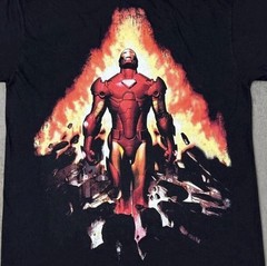 Vintage 2000s Marvel Iron Man Black Cotton T-shirt Size L Mad Engine