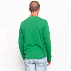 2000s Y2K GAP Thermal Long Sleeve Shirt Green Slim Indie Asymmetrical Hem Medium