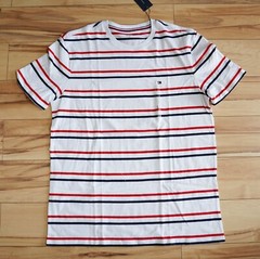 Tommy Hilfiger Men’s Short Sleeve Crew-Neck Stripe Tee T-Shirt