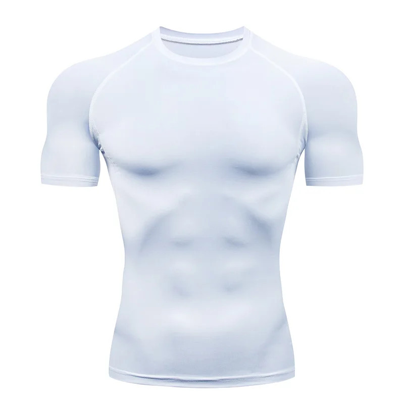 Men Compression T Shirt Short Sleeve Gym Workout Fitness Running Training Base