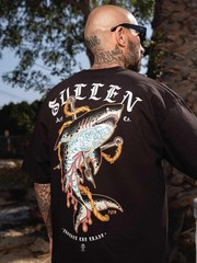 Sullen Men’s Dyem Shark Short Sleeve Standard T-shirt Tattoo Anchor Shark Tee