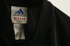 Vintage adidas Snap Front Satin Referee Shirt Mens Small Oversized Relaxed Black