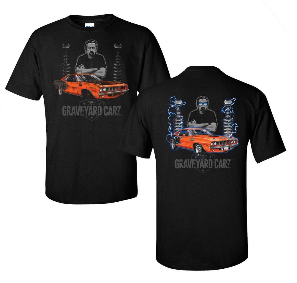 Graveyard Carz T-Shirt – Black w/ Orange 1971 Plymouth Hemi Cuda (Licensed)