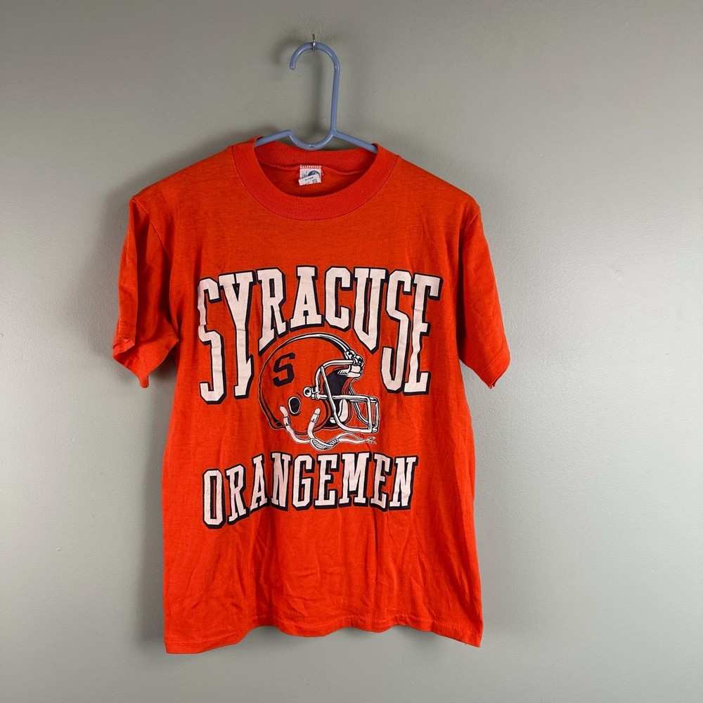 Vintage SYRACUSE UNIVERSITY ORANGEMEN ORANGE T-shirt 80s SU College Football MED
