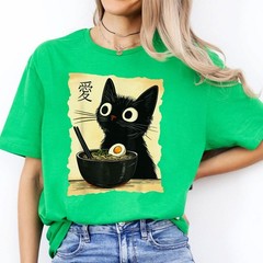 Cat Ramen T-Shirt Funny Japanese Kawaii Anime Cat Graphic Tee
