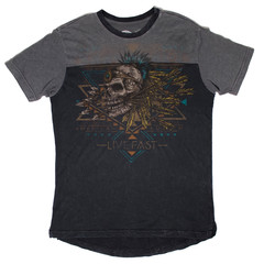 Affliction Native American Customs Skull Arrows T-Shirt USA Made Men Size L (B4)
