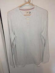 The Normal Brand Puremeso Two Button Henley Size L Gray Long Sleeve