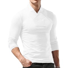 Zonbailon men’s t-shirt V Neck slim fit breathable solid color long sleeve