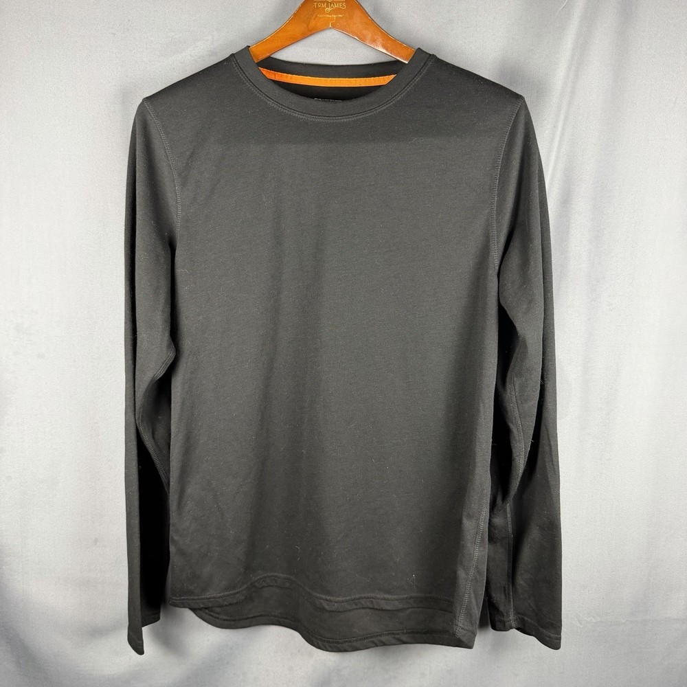 Omni Wool Base Layer Shirt Mens XL Black Wool Blend Crew Neck Long Sleeve Camp