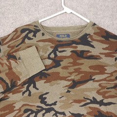 Polo Ralph Lauren Shirt Men XL Green Camo Thermal Waffle Knit Camouflage Hunting
