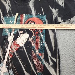 Samurai Ukiyo-e Shirt Mens Medium Black Tie Dye Japanese Art Graphic Tee