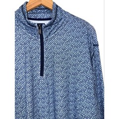ROWM Mens Blue Pattern Lightweight Quarter 1/4 Zip Long Sleeve Pullover Shirt XL