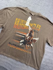 No Boundaries Shirt Mens XL Brown Custom Motorcycles Eagle Graphic Tee Oversized