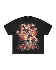 Lightning Skeleton Strength Graphic T Shirt Gothic Vintage Streetwear Tee Unisex
