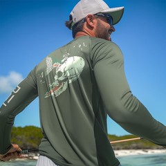 Fishing Shirts for Men Long Sleeve UPF 50+ T Shirt Sun Protection Tee (Milita…