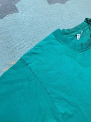 Vintage 90s pocket t shirt blank teal turquoise aqua distressed grunge large