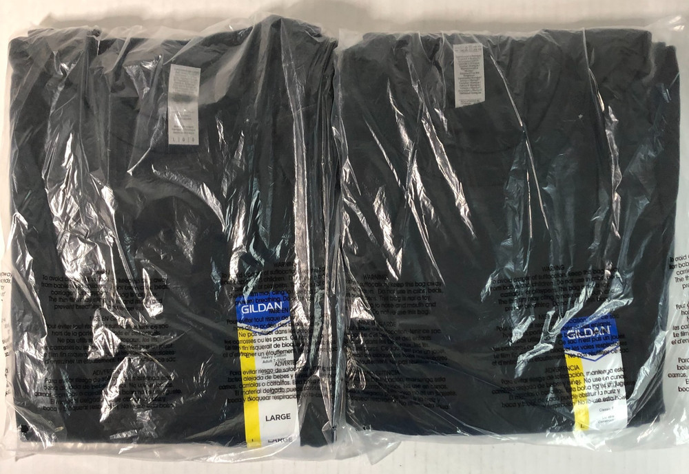 Gildan Mens Heavy Cotton (LOT Of 4) Black Large Plain Adult T-Shirt Tee G5000