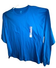 Hanes Mens XL Long Sleeve Tagless Essential-T Shirt 100% Cotton Underwater Blue