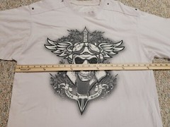 Avirex Shirt Men 3XL Off White Skull Sword Rhinestones Biker Grunge Graphic Logo