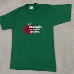 EUC! Vintage 80s Apple Green T Shirt Adult Mens S/M Fit 50/50 Graphic K-Brand