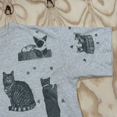 Vintage 90s Cats AOP Double Sided Graphic T-Shirt Fits XL Single Stitch Kitty