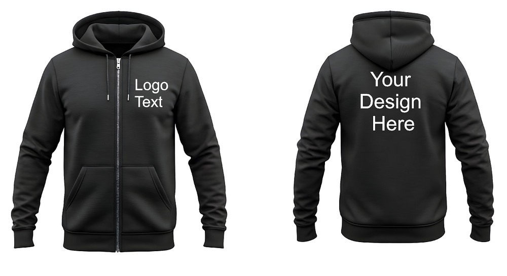 Unisex Custom Printed Personalized Graphic Logo Text Name Full Zip Sweatshirt