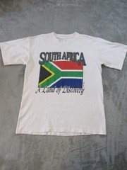 Vintage South Africa Shirt Mens Large White Red Green Flag Single Stitch USA