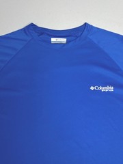Columbia PFG Terminal Tackle Long Sleeve Shirt Mens M Blue USA Flag Triangle