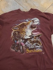 Vintage 1980s T-shirt Biker Motorcycle Graphic USA Made Maroon Size Large VG