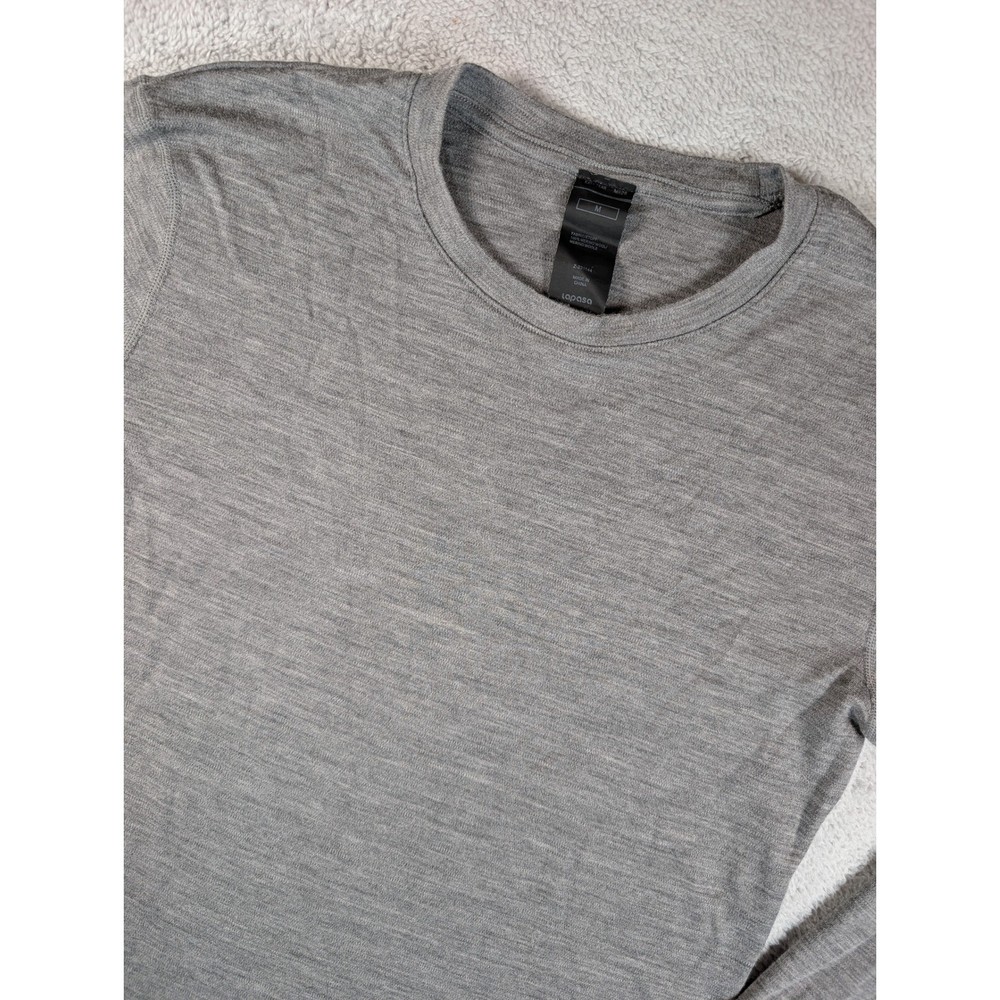 Lapasa Mens 100% Merino Wool Thermal Base Layer Long Sleeve Shirt Grey Size M