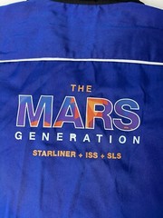 Rare Boeing Starliner Mars Project Blue Black Retro Bowling S/S Shirt Mens L EUC