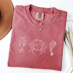 Comfort Tee Lobster Crab Seahorse Ocean Life Sea Animal