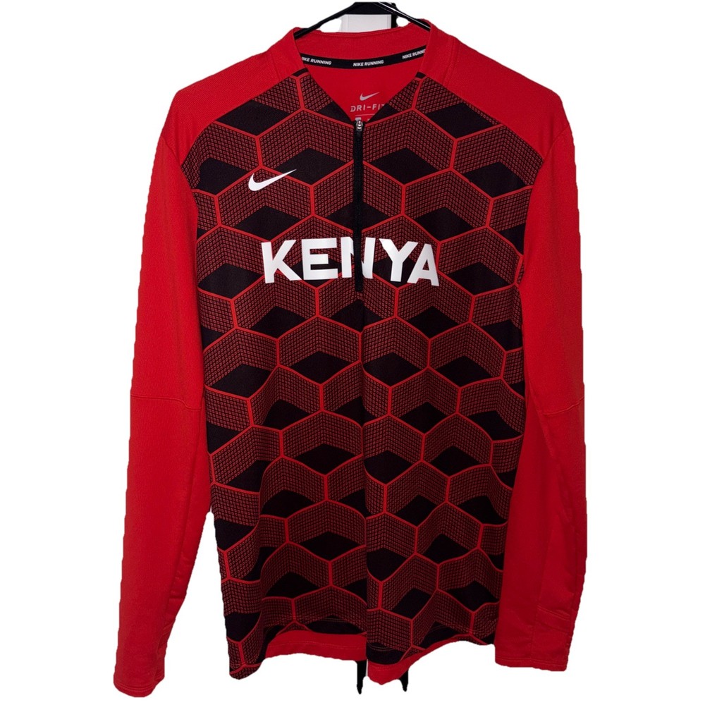 Nike Running Team Kenya Half Zip Pullover Dri-fit shirt Reflective Sz Medium