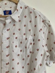 Odd Future OFWGKTA Classic Donut Logo Button-Up Shirt L White Short Sleeve Rap
