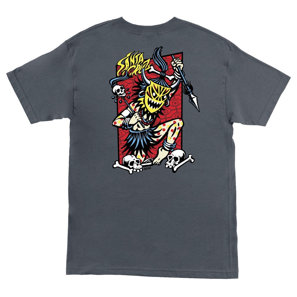 Santa Cruz SALBA VOODOO FRAME Skateboard T Shirt CHARCOAL