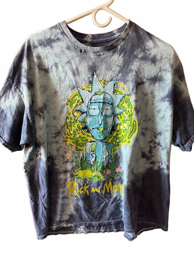 Rick and Morty Tie-Dye Graphic T-Shirt with Distressed Neck