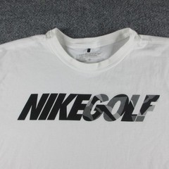 Nike Golf Shirt Mens L White Short Sleeve Dri-FIT Logo Graphic Tee Performance