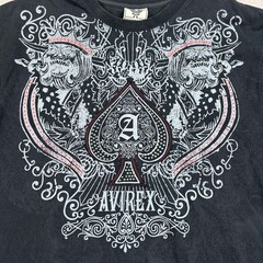 Avirex Shirt Adult 1XB Black Cotton Crew Neck Lightweight Short Sleeves Tee